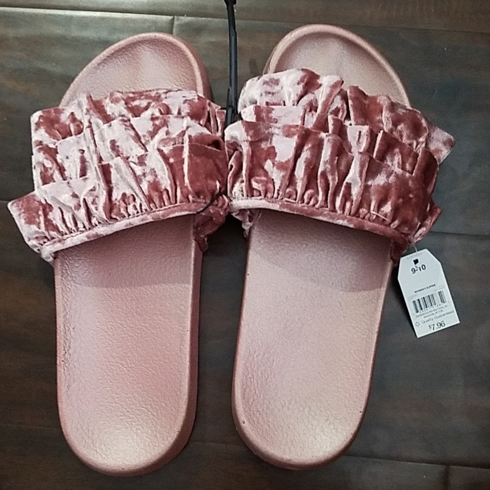 Pink Velvet Slides